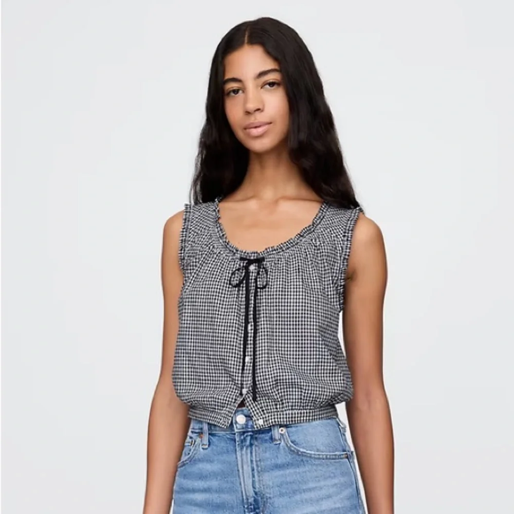 Black and White Gingham Sleeveless Top - Picture 1 of 2
